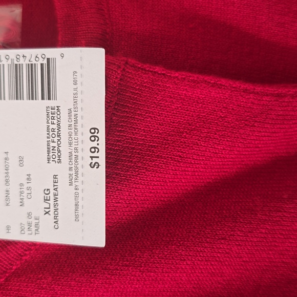 SIMPLY STYLED BRAND WOMEN'S MISSY SIZE RED FRONT BUTTON CARDIGAN SIZE XL - Picture 3 of 15